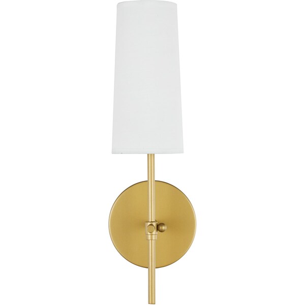 Mel One Light Brass And White Shade Wall Sconce